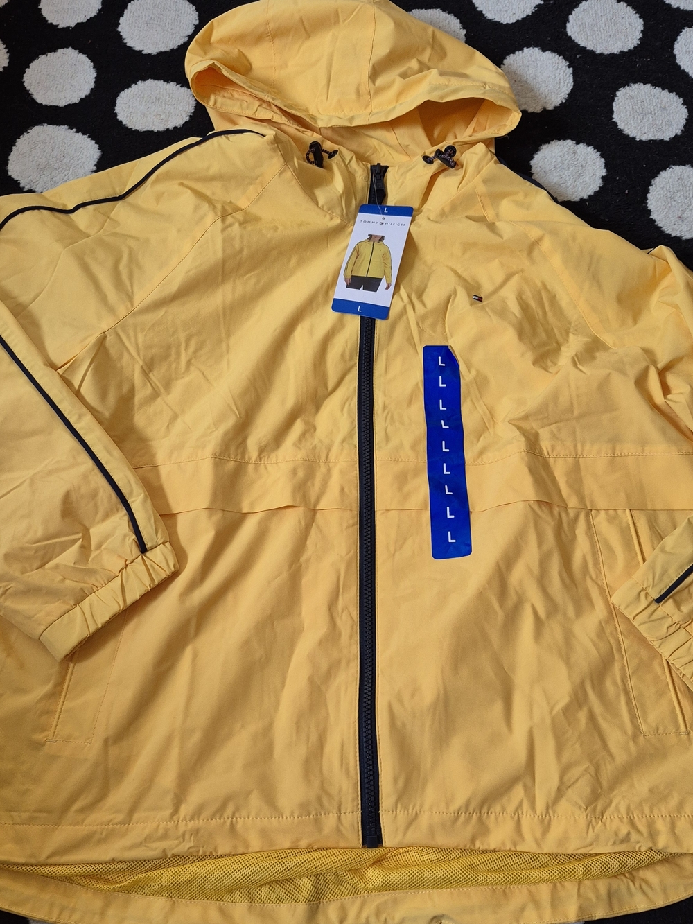 Tommy Hilfiger Yellow Hooded Windbreaker with Black Trim